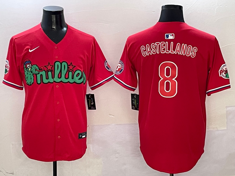 Men's Philadelphia Phillies Nick Castellanos #8 Red Jersey
